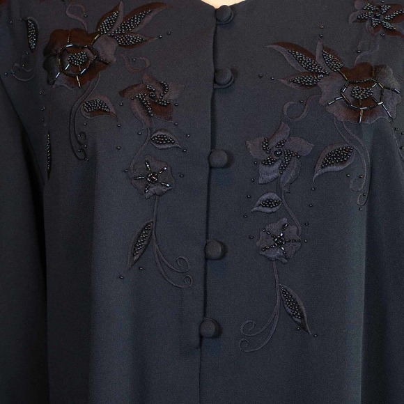 Vintage Liz Claiborne Womens Dress Size 10 Beaded Embroidered Long Sleeve Fall - Picture 3 of 16
